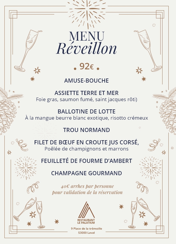 Le Palatium Restaurant Brasserie Laval Menu Reveillon 2